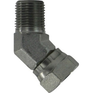 45-deg Swivel Adapter Elbow, 1/2-in Male NPTF x 1/2-in Female NPSM Swivel, Steel
