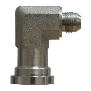 90-deg Elbow Adapter, 1-in Male JIC x 1-1/2-in Code 61 Flange, Steel