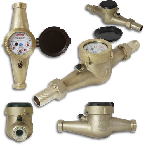 1" Lead Free Brass Water Meter WM NLC Series - Fittings N' Valves