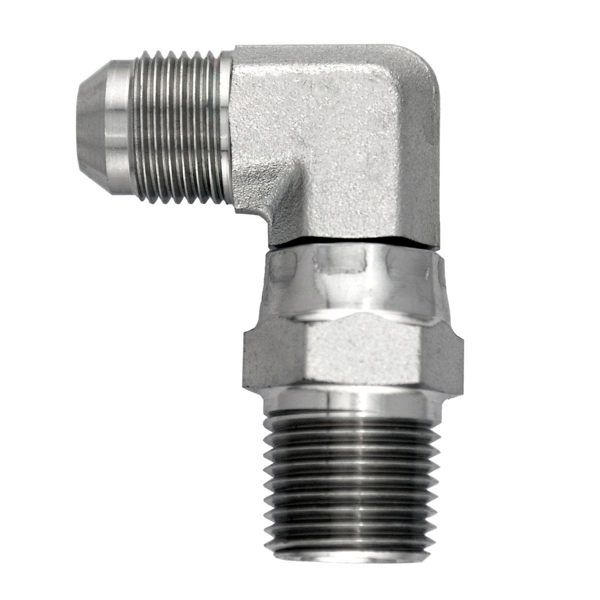 Swivel Elbow, 1/4-in Male JIC x 1/4-in Male NPTF Swivel, Steel