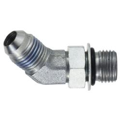 45-deg Elbow, 1/4 in Male JIC x 1/4 in Male Adjustable ORB, Steel