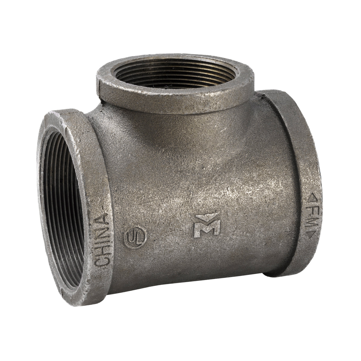 4-in x 3-in FIP Black Iron 2-Way Reducing Tee - Bulk - Fittings N' Valves