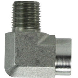90-deg Street Pipe Elbow, 1/4-in Male NPTF x 3/8-in Female NPTF, Steel