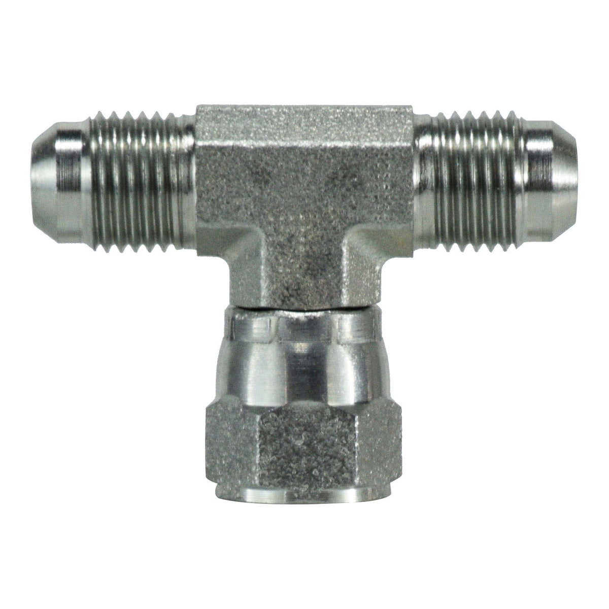 Swivel Branch Tee, 3/4-in Male JIC x 3/4-in Male JIC x 3/4-in Female JIC Swivel, Steel