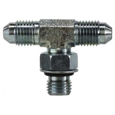 Branch Tee, 3/8-in Male JIC x 3/8-in Male JIC x 3/8-in Male Adjustable O-Ring Boss, Steel