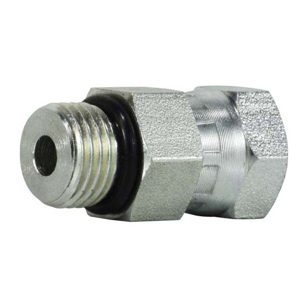 Straight Swivel Adapter, 1-in Male O-Ring Boss x 1-in Female NPSM Swivel, Steel