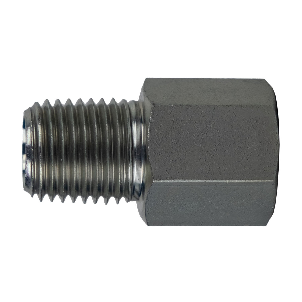 Adapter, 1/4-in Male NPT x 3/8-in Female BSPP, Steel