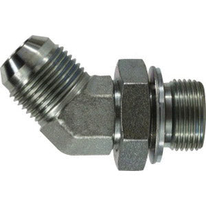45-deg Elbow, 3/8-in Male JIC x 3/8-in Male BSPP, Steel