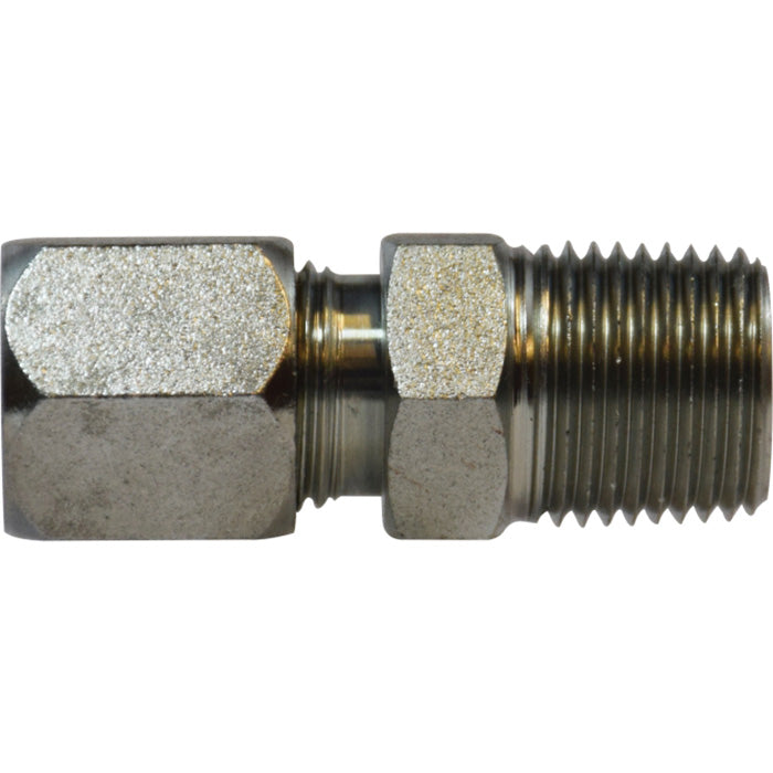 Connector, 3/8 in Tube OD x 1/4 in MNPT, Steel