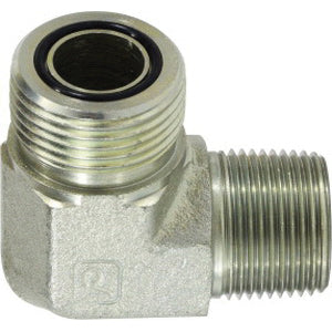 90 deg Elbow, 1-3/8 in Male ORFS x 1/2 in MIP, Steel