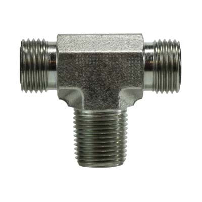 Branch Tee, 1-in Male O-Ring Face Seal x 1-in Male O-Ring Face Seal x 1-in