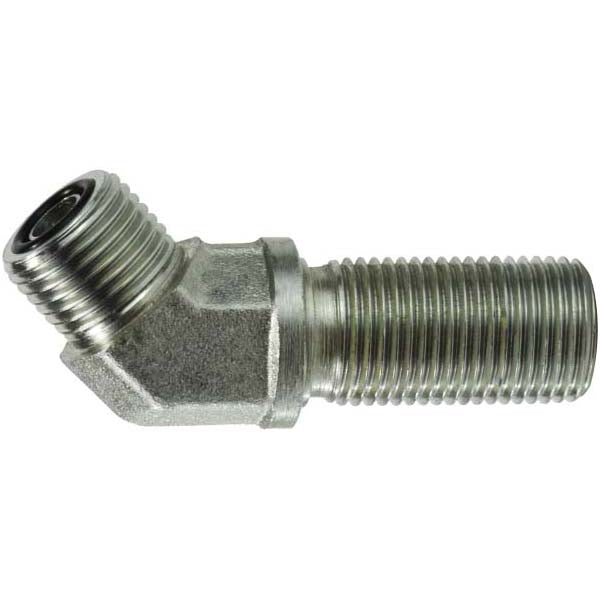 Bulkhead Union 45-deg Elbow, 1/4-in Male O-Ring Face Seal x 1/4-in Male O-Ring Face Seal