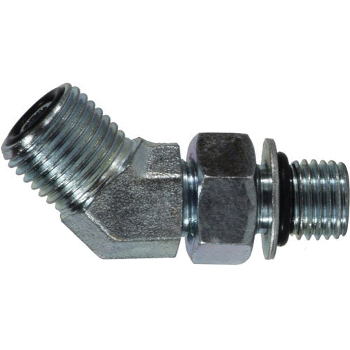 45-deg Elbow, 1-7/16-in Male O-Ring Face Seal x 1-5/16-in Male Adjustable O-Ring Boss, Steel