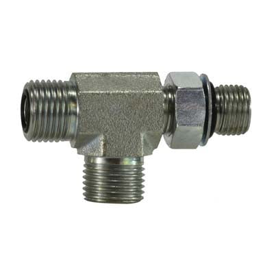 Run Tee, 1/2-in Male O-Ring Face Seal x 1/2-in Male Adjustable O-Ring Boss x 3/4-in