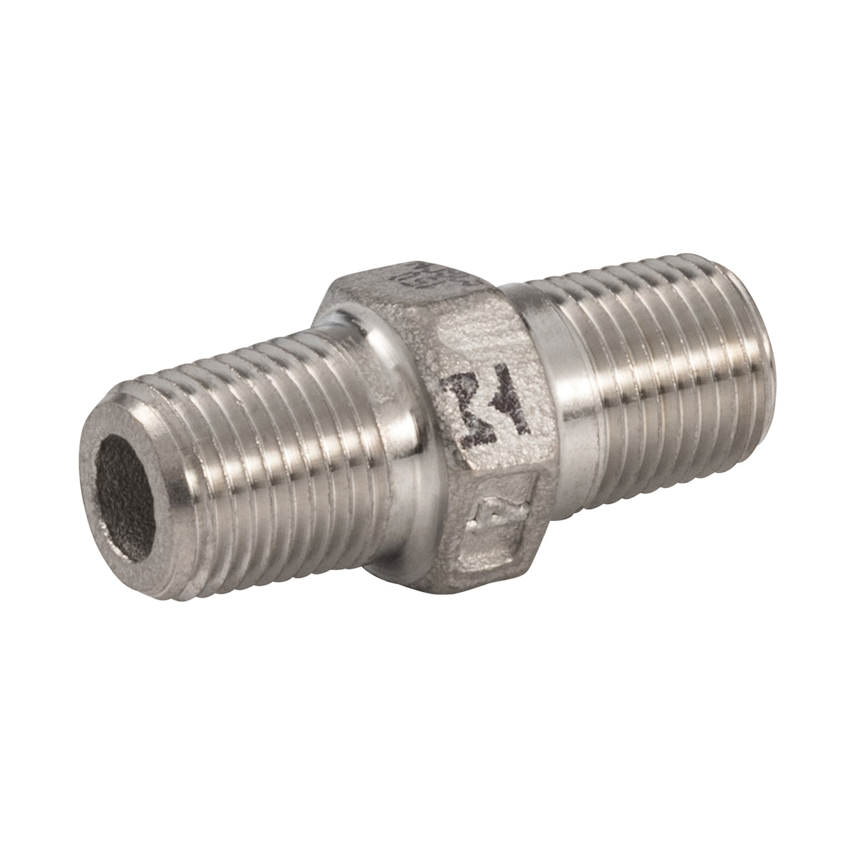 Stainless Steel 1/8-in MIP x 1/8-in MIP Hex Nipple - Fittings N' Valves