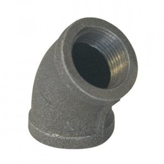 1/2" Black Iron 45° Elbow - For Pipe Decor Use Only