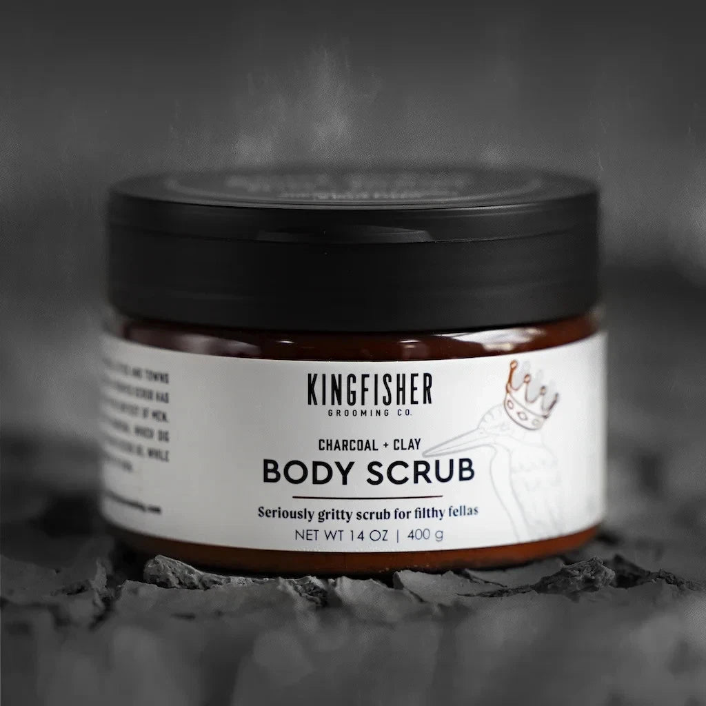 Kingfisher Co. Men's Body Scrub, Charcoal and Clay, 14 oz - Fittings N' Valves