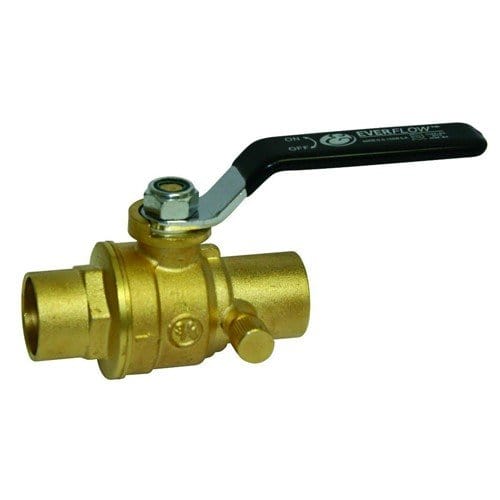 1/2" Sweat Full Port Ball Value W/ Bleeder Drain, Lead Free