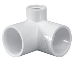 1" x 1" x 1/2" Side Outlet PVC Schedule 40 90° Elbow - Fittings N' Valves