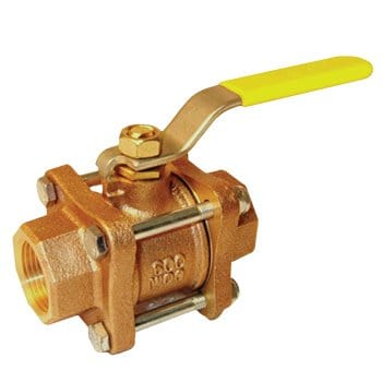 1-1/2" IPS Full Port B62 Bronze 3-Piece Ball Valve - Fittings N' Valves