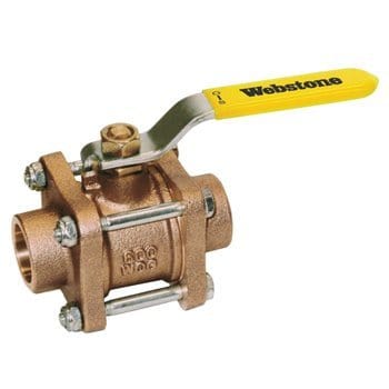 1-1/2" C x C Full Port B62 Bronze 3-Piece Ball Valve - Fittings N' Valves