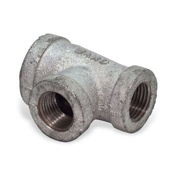 1-1/4" x 3/4" x 1-1/4" Galvanized Malleable Iron Reducing Tee