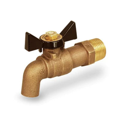 46124-NL | 1/2" MIP/SWT X 1/2" PLAIN END QUARTER TURN NO KINK HOSE BIB WITH BUTTERFLY HANDLE LEAD FREE |