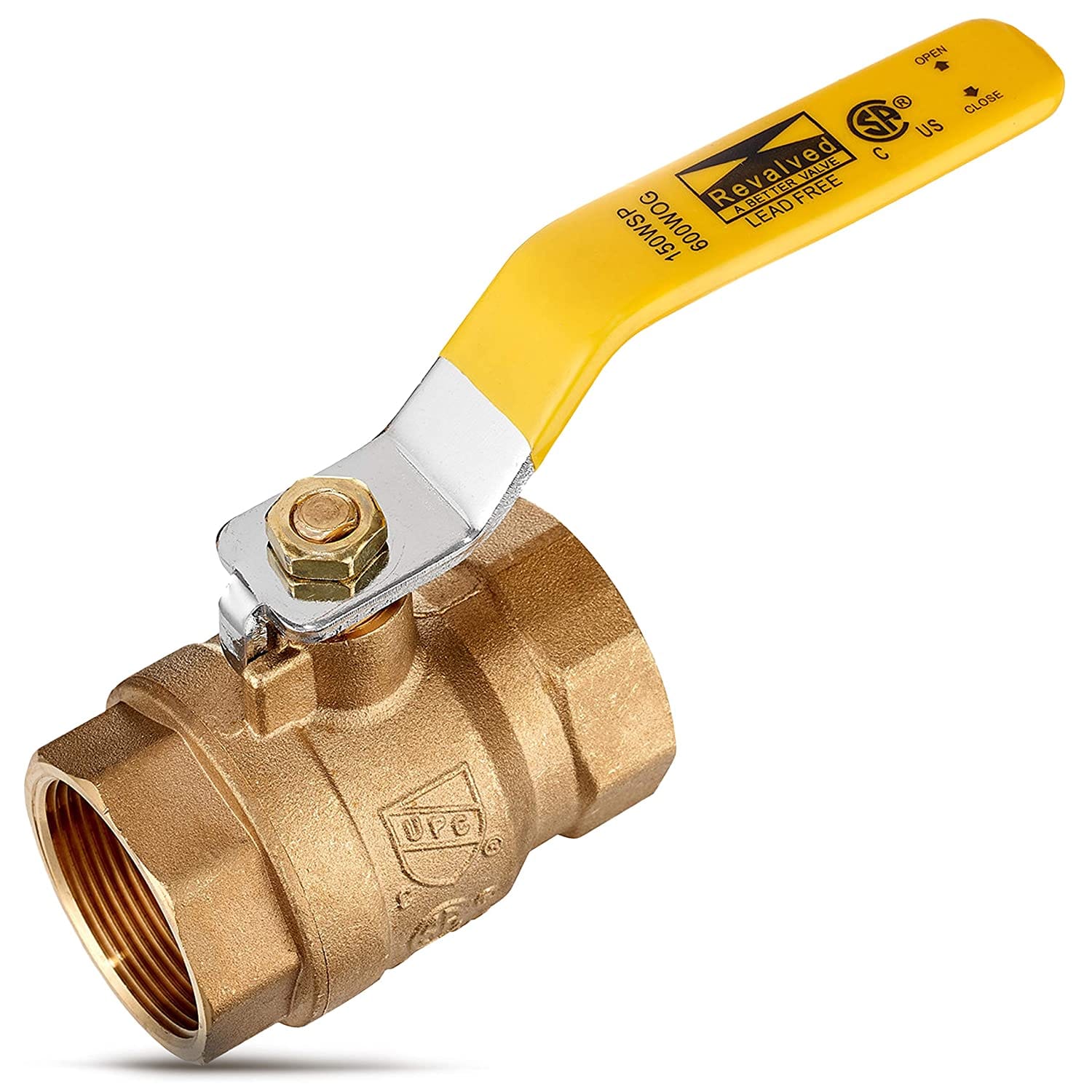 1/2" Brass Ball Valve 600 WOG Female Threaded NPT Full Port  - Lead-Free