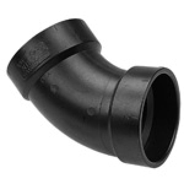 ABS 45-Degree Ell - Hub x Hub - 6" - Fittings N' Valves