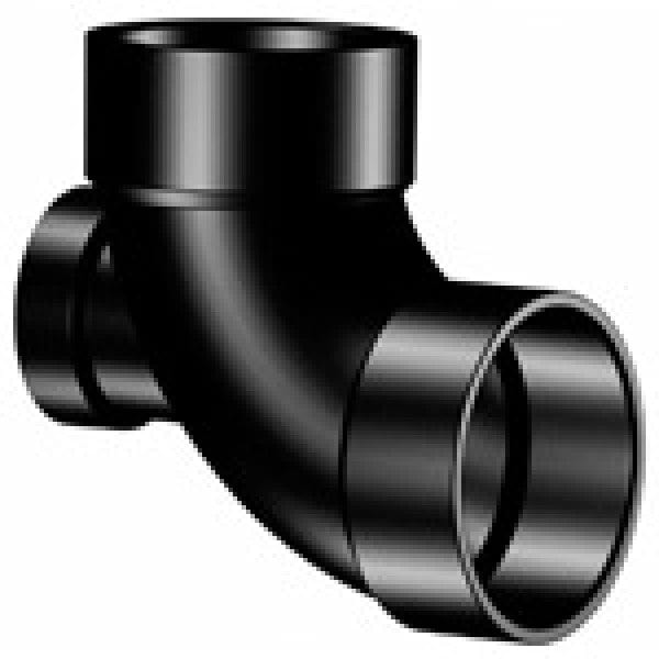 ABS 90-Degree Ell w/High Heel Inlet - Hub x Hub x Hub - 3" x 3" x 1-1/2" - Fittings N' Valves
