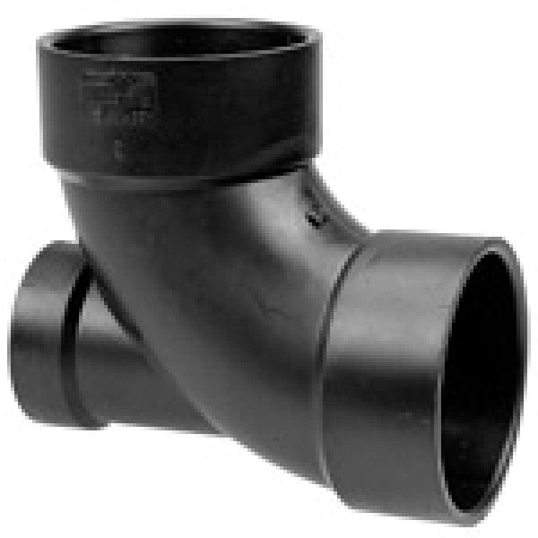 ABS 90-Degree Ell w/Low Heel Inlet - Hub x Hub x Hub - 3" x 3" x 1-1/2" - Fittings N' Valves