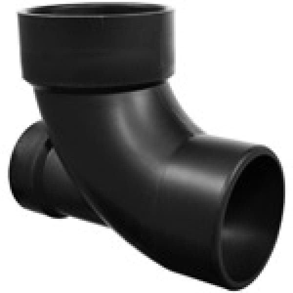 ABS 90-Degree Ell w/Low Heel Inlet - Spigot x Hub - 3" x 3" x 2" - Fittings N' Valves