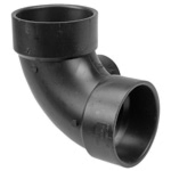 ABS 90-Degree Ell w/Side Inlet - Hub x Hub x Hub - 3" x 3" x 2" - Fittings N' Valves