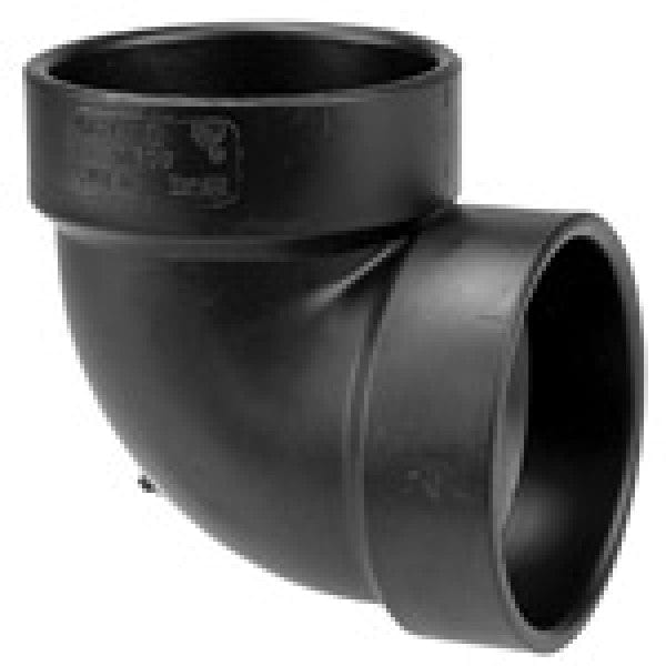 ABS 90-Degree Vent Ell - Hub x Hub - 3" - Fittings N' Valves
