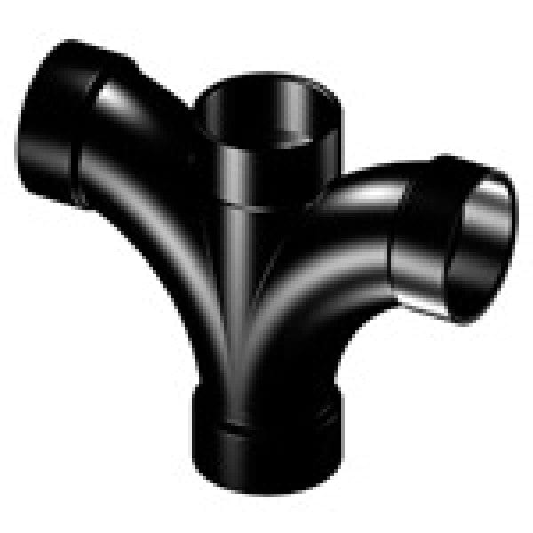 ABS Double Fixture Tee - Hub x Hub x Hub x Hub - 3" - Fittings N' Valves