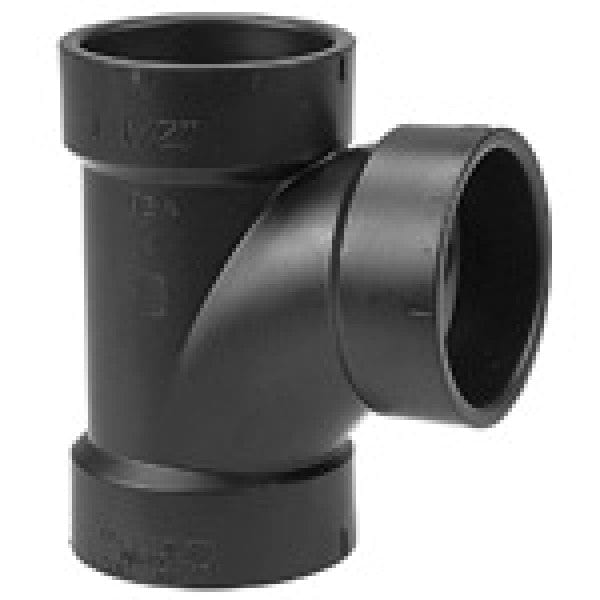 ABS Sanitary Tee - Hub x Hub x Hub - 1-1/2" x 1-1/4" x 1-1/2"