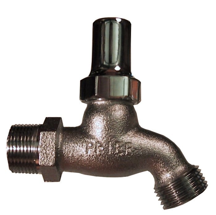 Prier Loose Key Heavy Pattern Hose Bibb, 3/4" MPT Inlet Satin Nickel Plated - Fittings N' Valves
