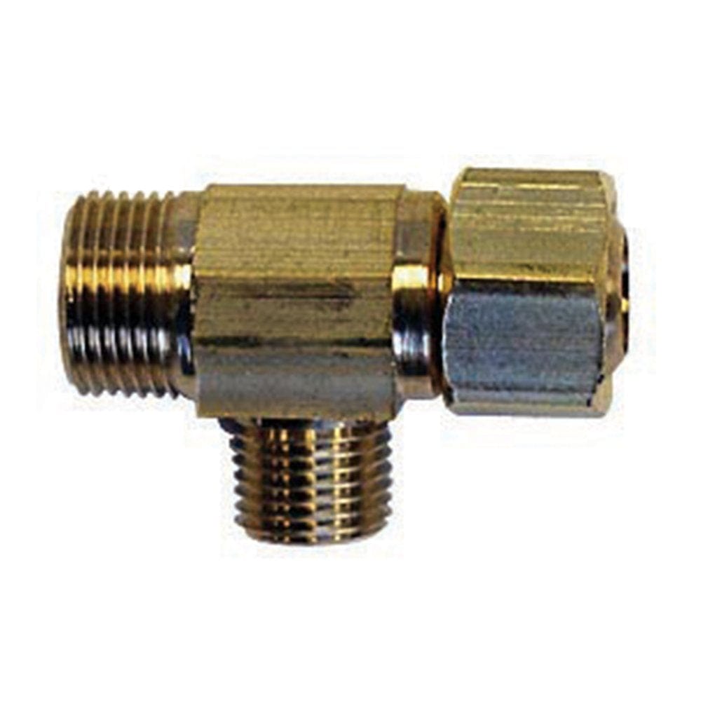 3/8-inch x 3/8-inch x 1/4-inch OD Brass Compression Easy Connect Tee, Female x Male x Male, Lead Free