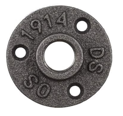 1" Black Floor Flange For Pipe Furniture - 3 Hole