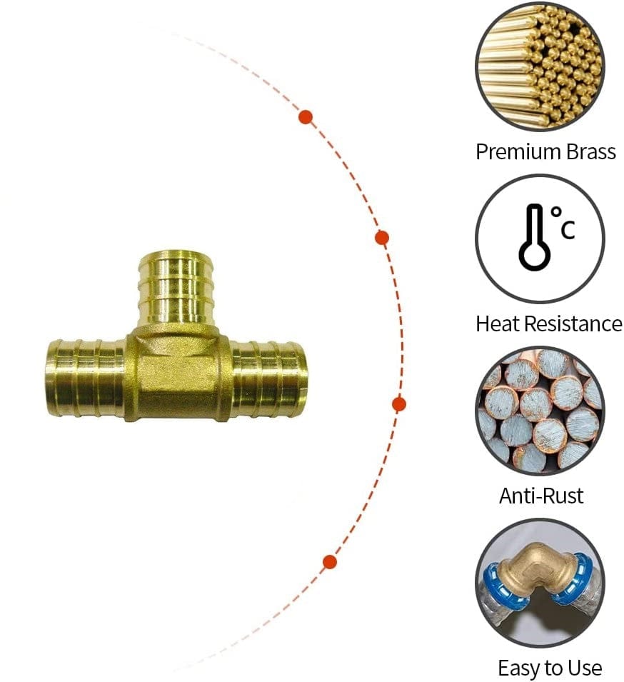 3/8" PEX Brass Tee (Lead Tee)