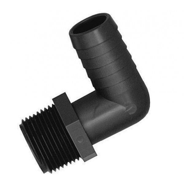 Poly 90-Degree Insert Adapter - MPT x Barb - 1/4" x 1/4" (100/Cs)