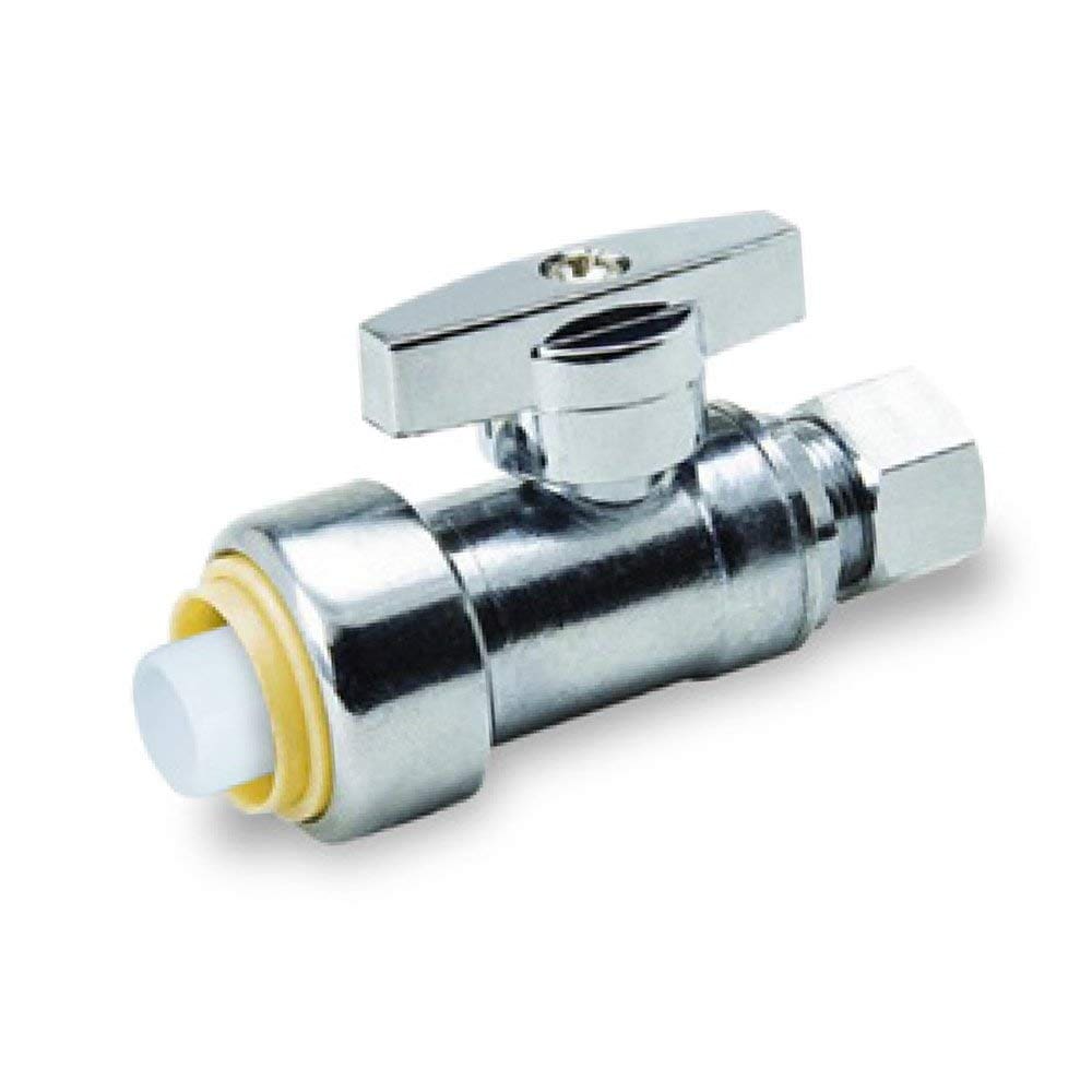1/2" x 3/8" Push x Comp Straight Stop 1/4 Turn - Push-Fit (Lead-Free)