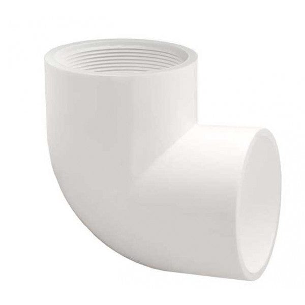 PVC 90-Degree Elbow - Schedule 40 - White - Socket x FPT - 1-1/4" (65/Cs)
