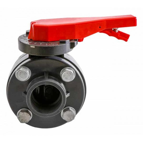 PVC Commercial Grade Butterfly Valve - Gray - Socket x Socket - 3" - Fittings N' Valves