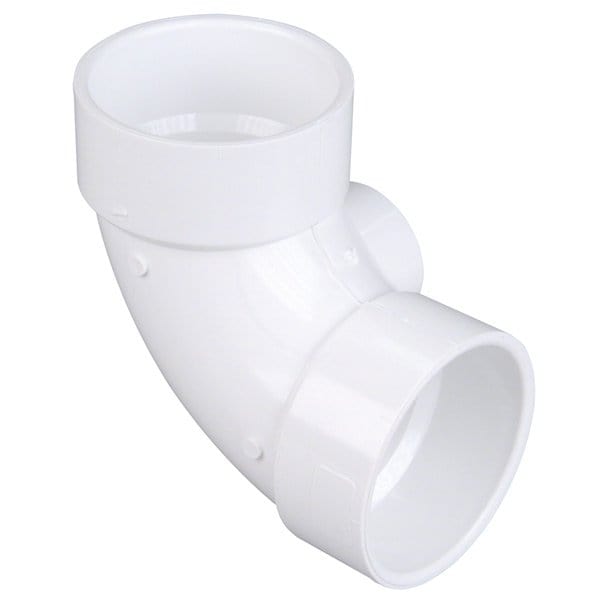 3" x 2" PVC DWV 90° Elbow W/Side Inlet
