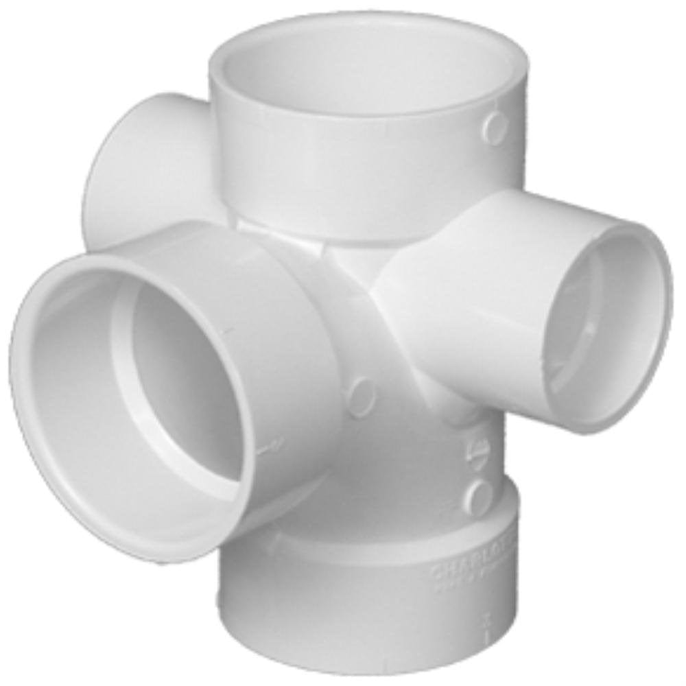 3" x 2" PVC DWV Sanitary Tee 2 Inlets
