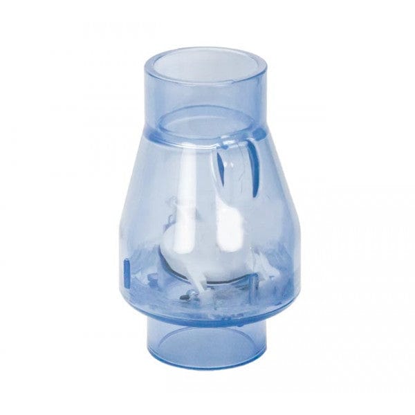 PVC Flapper Check Valve - No Spring - Clear - Socket x Socket - 2" (12/Cs) - Fittings N' Valves