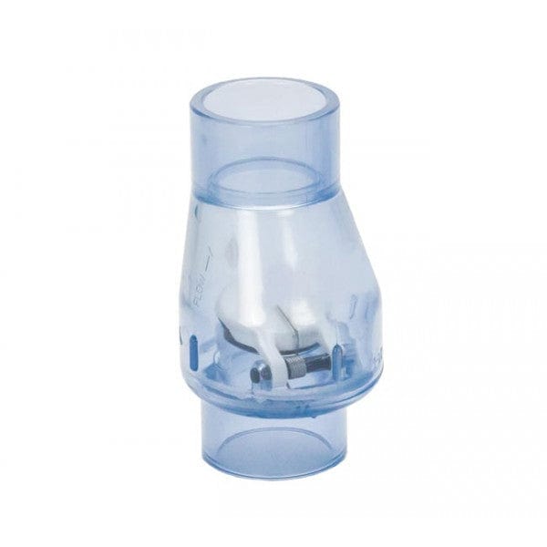 PVC Flapper Check Valve - Spring - Clear - Socket x Socket - 1-1/2" (12/Cs) - Fittings N' Valves
