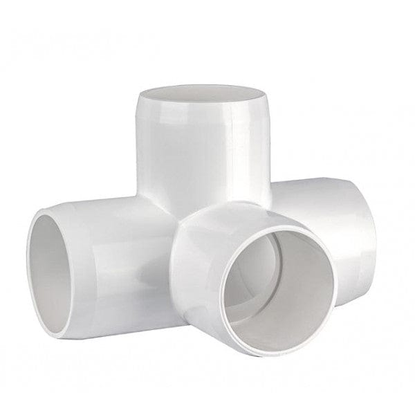 PVC Furniture Grade 4-Way Tee - White - 1/2"