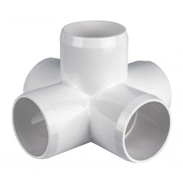 PVC Furniture Grade 5-Way Cross - White - 1-1/2"